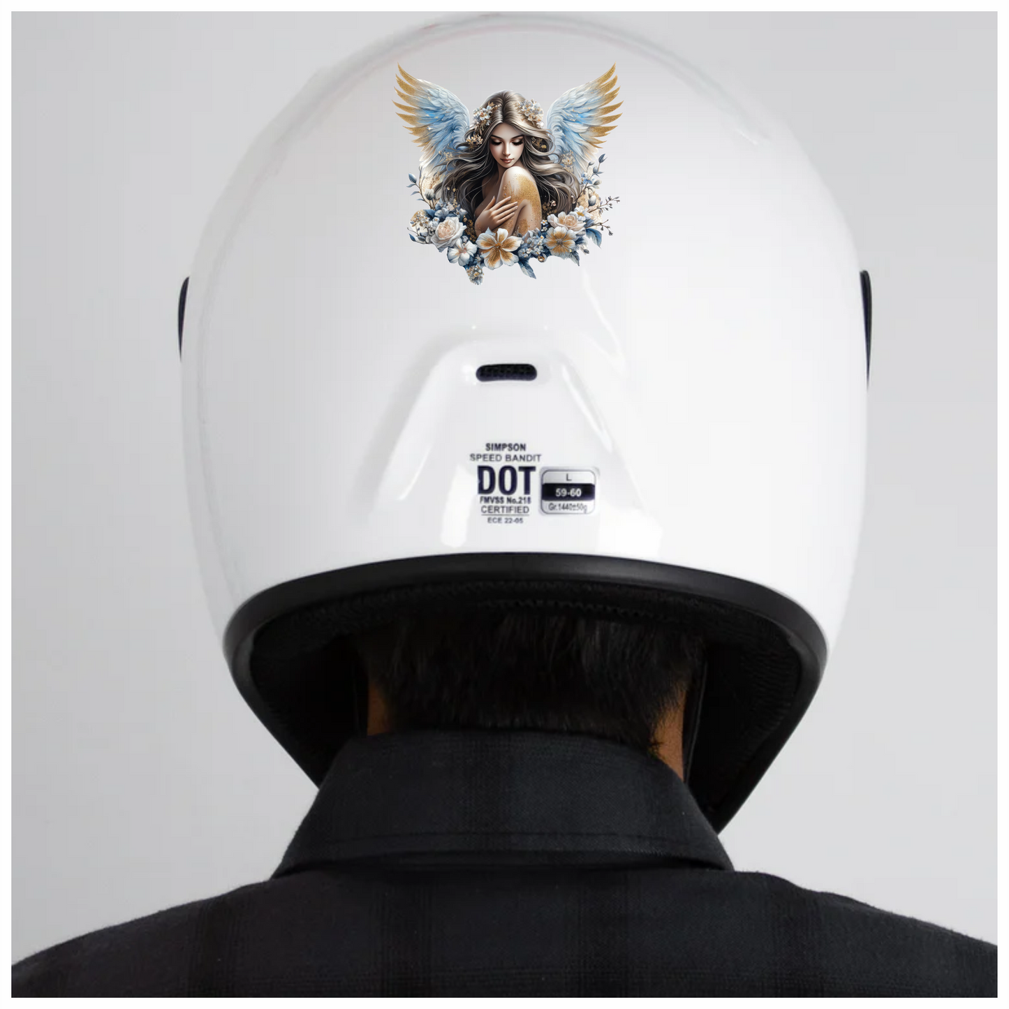 Angel Woman With Blue Wings Vinyl Sticker Decal.