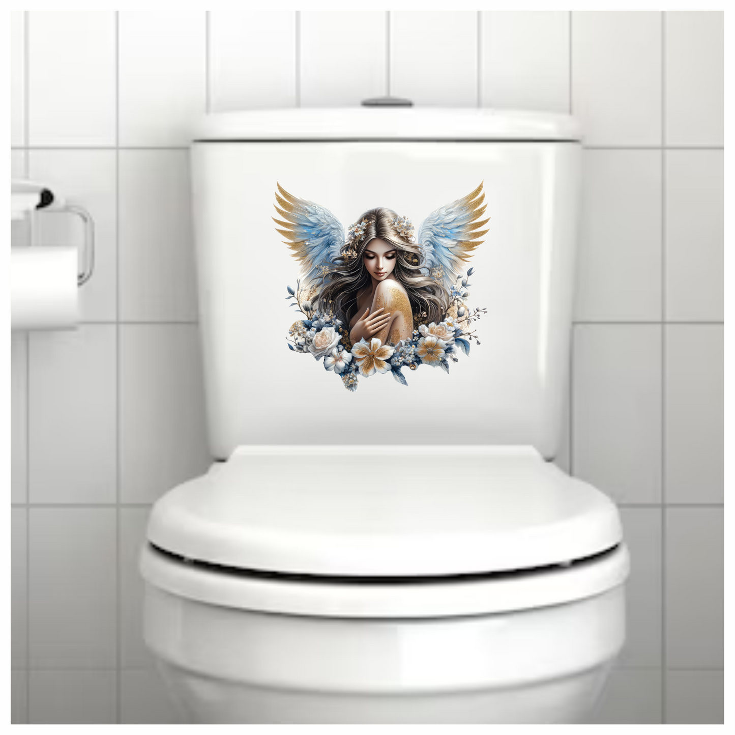 Angel Woman With Blue Wings Vinyl Sticker Decal.