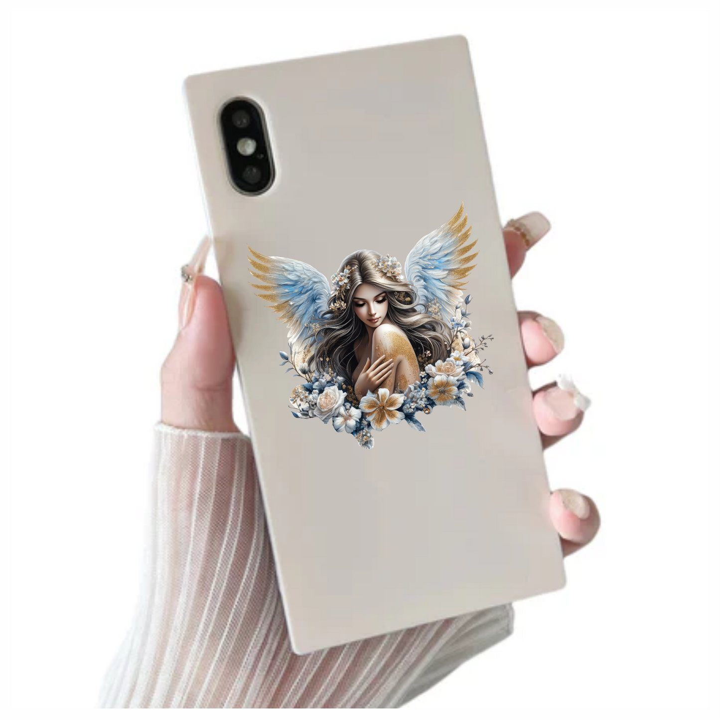 Angel Woman With Blue Wings Vinyl Sticker Decal.