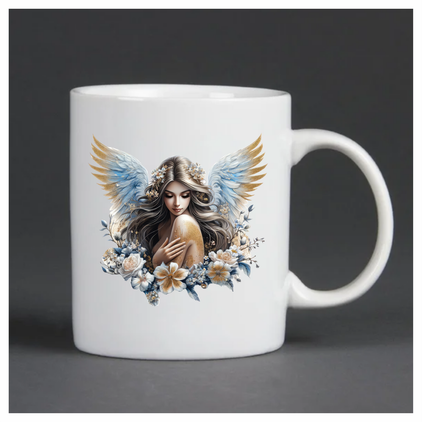 Angel Woman With Blue Wings Vinyl Sticker Decal.