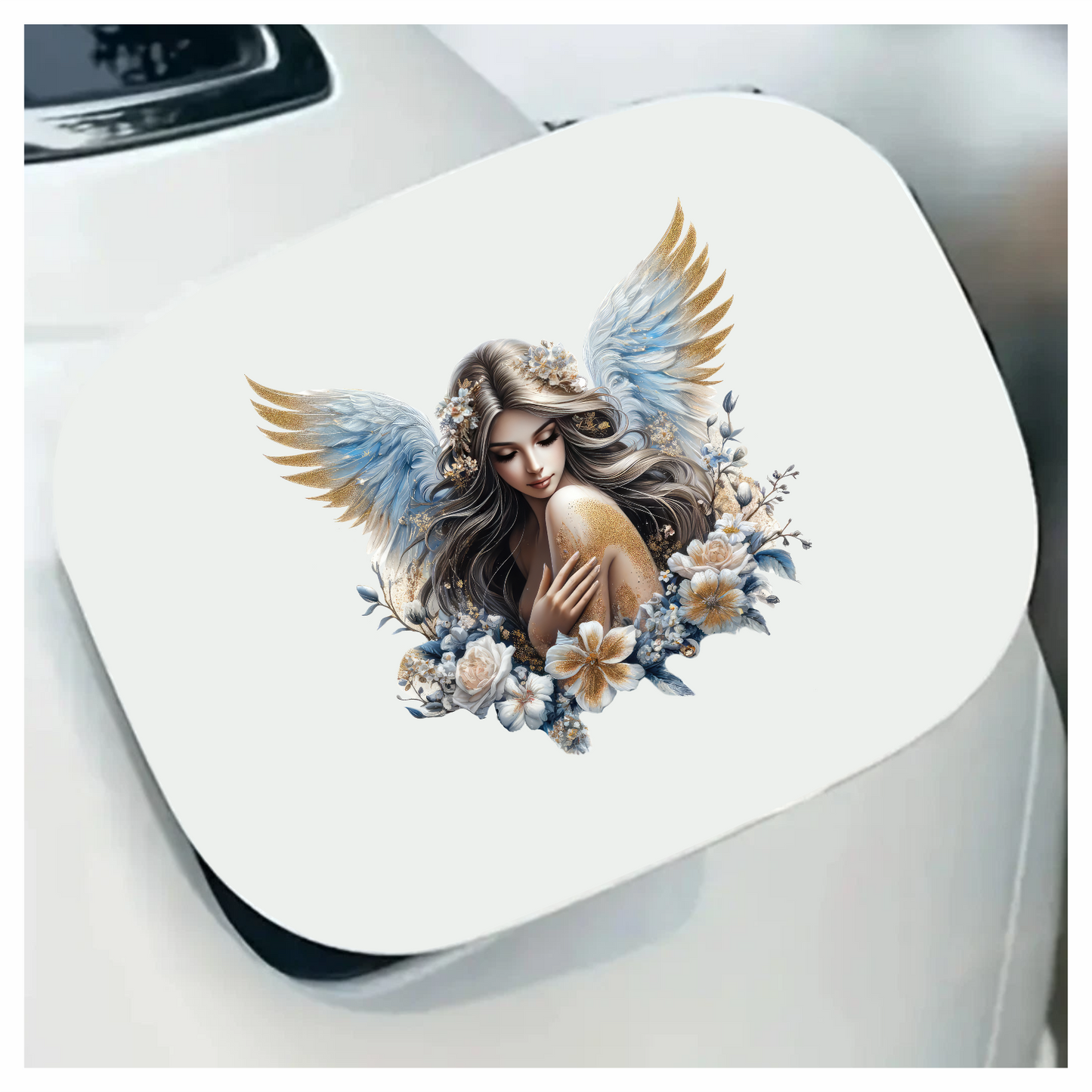 Angel Woman With Blue Wings Vinyl Sticker Decal.