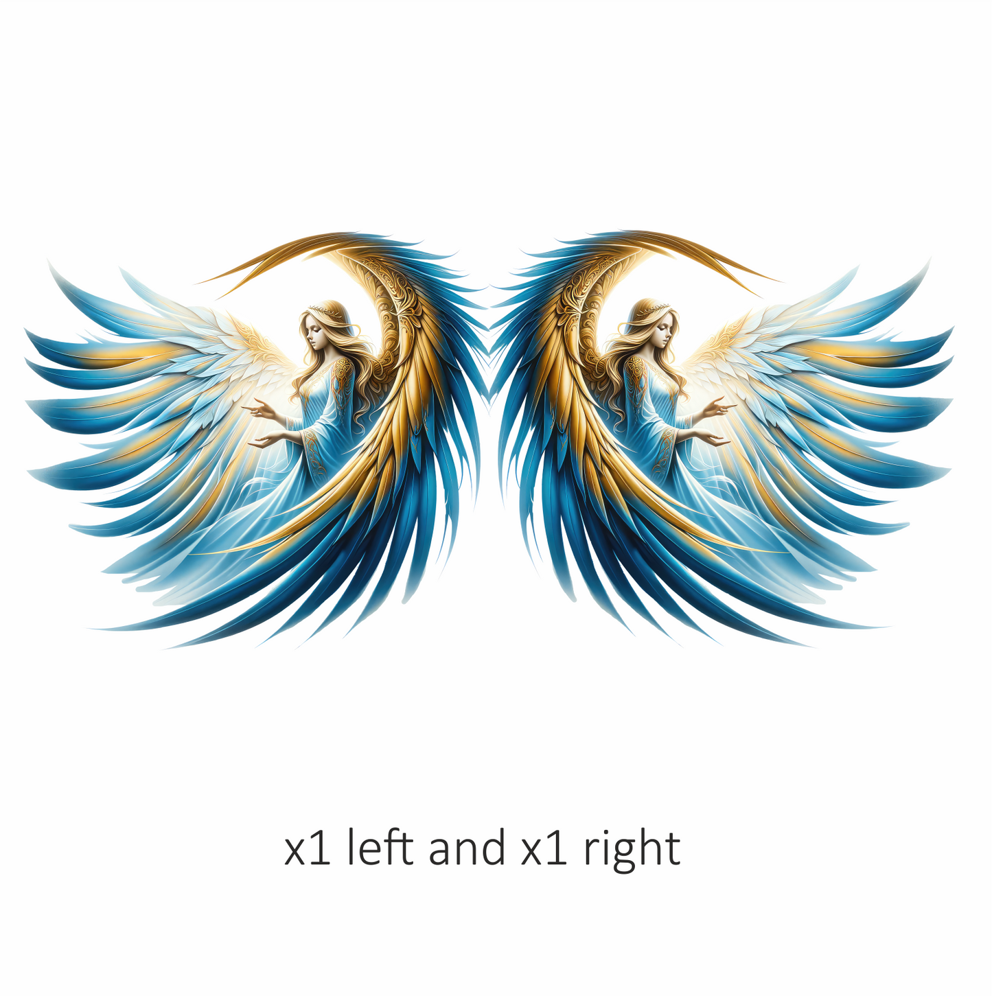 Angel With Blue Wings Gracefully Flying Vinyl Sticker Decal.