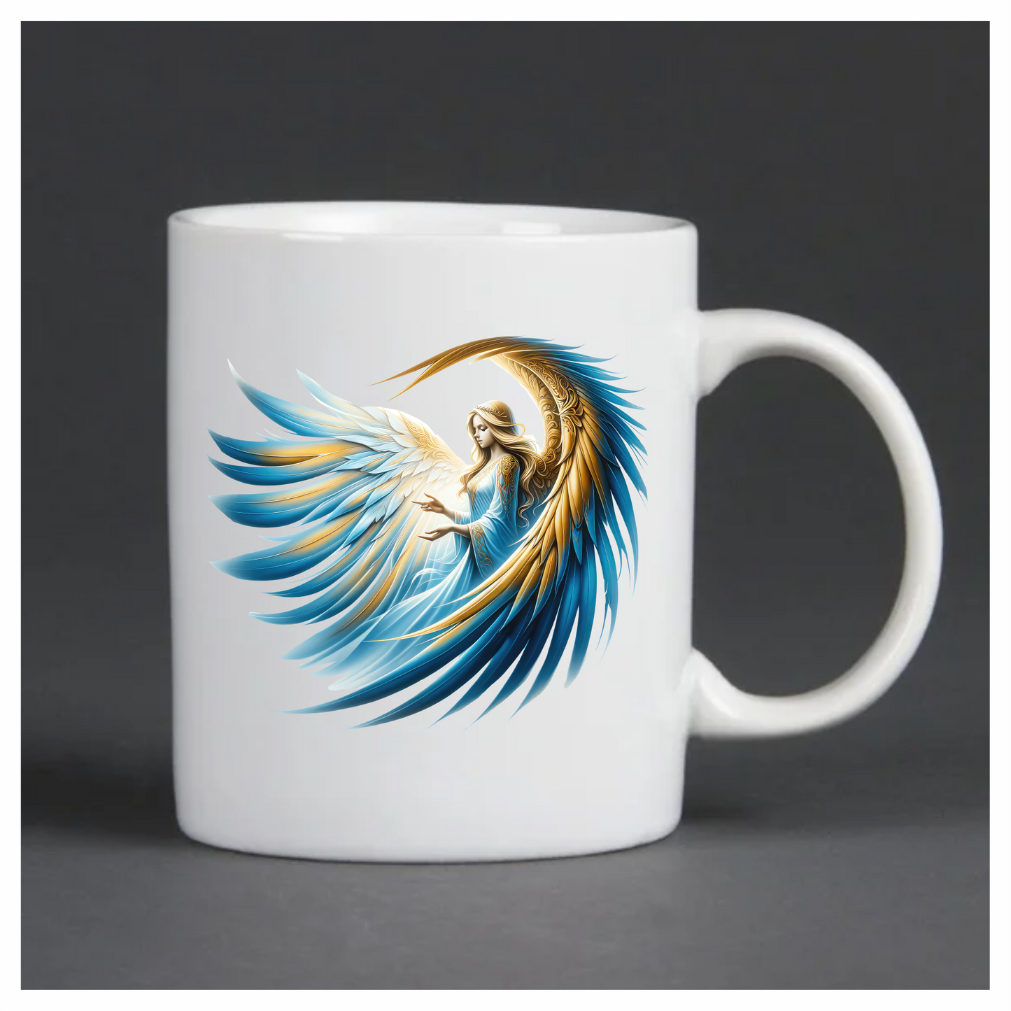 Angel With Blue Wings Gracefully Flying Vinyl Sticker Decal.