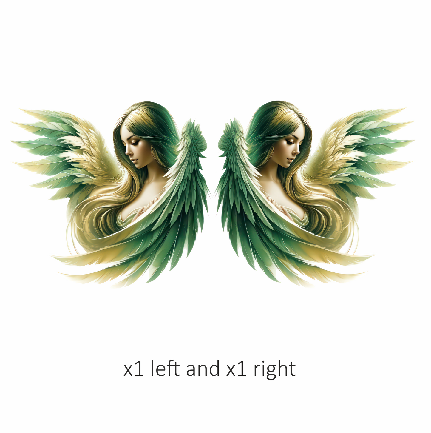 Green Winged Angelic Woman Artwork Vinyl Sticker Decal