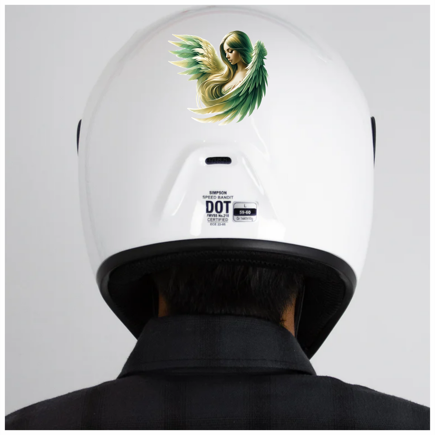 Green Winged Angelic Woman Artwork Vinyl Sticker Decal