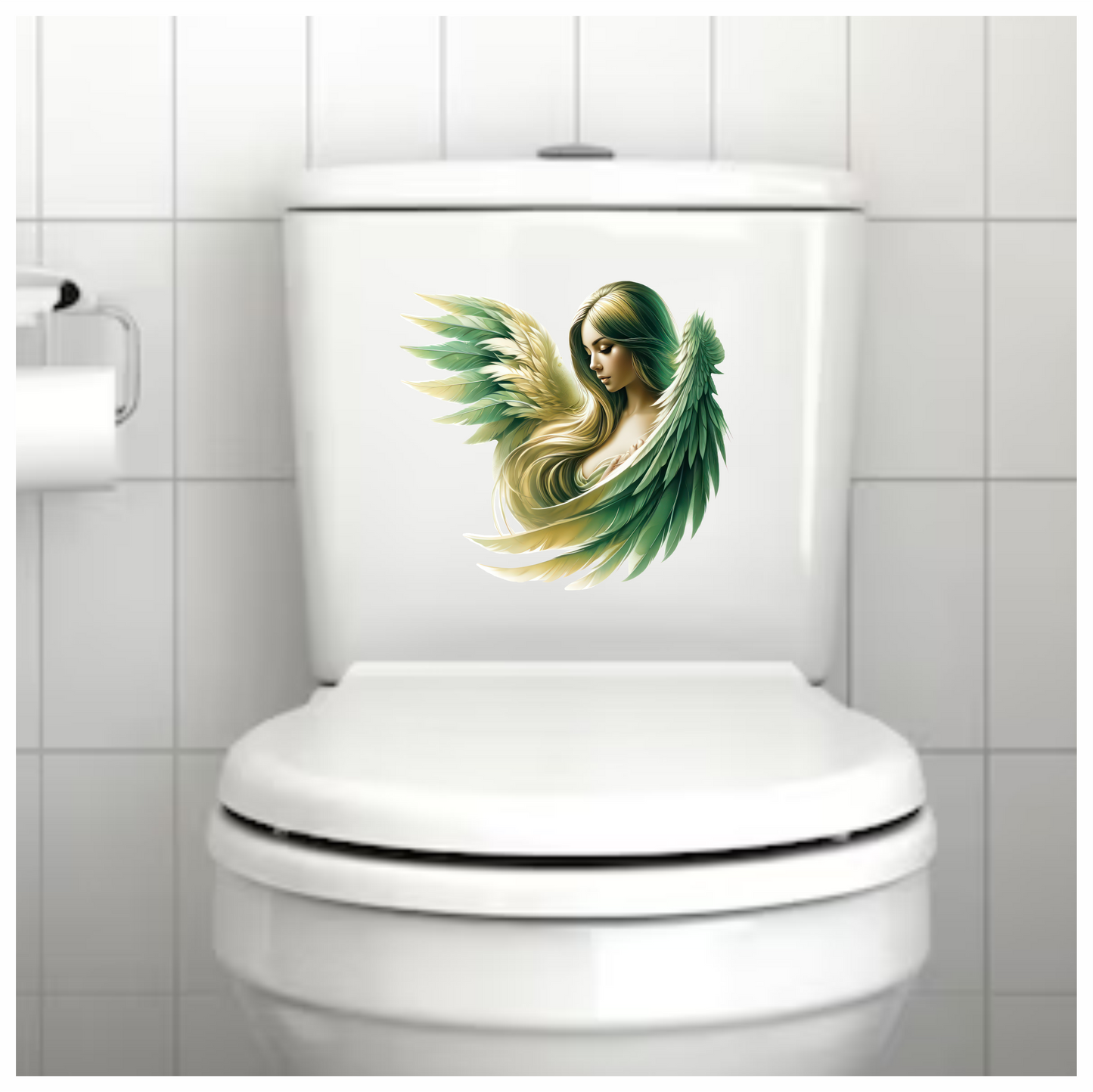 Green Winged Angelic Woman Artwork Vinyl Sticker Decal