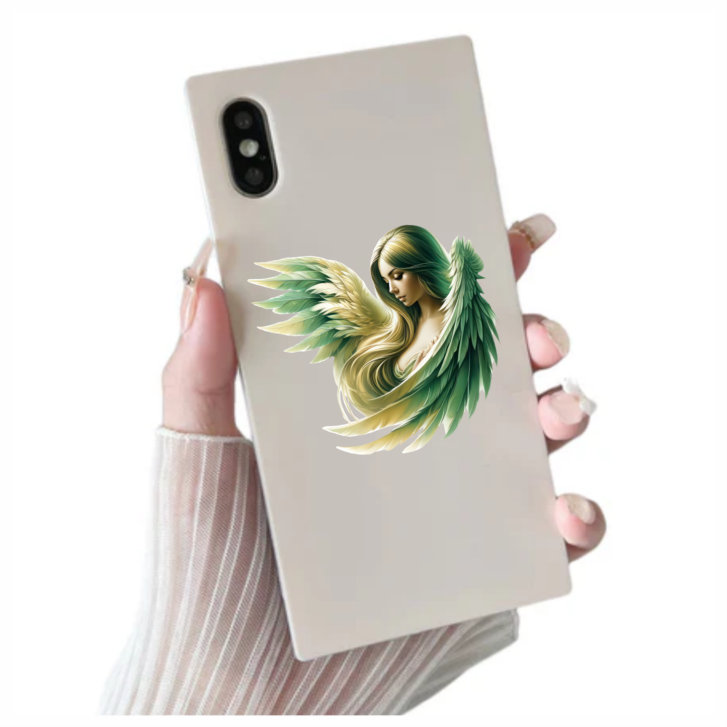 Green Winged Angelic Woman Artwork Vinyl Sticker Decal