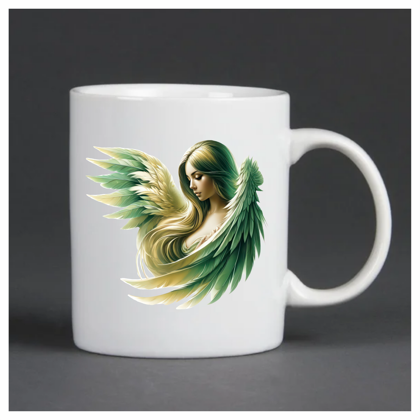 Green Winged Angelic Woman Artwork Vinyl Sticker Decal