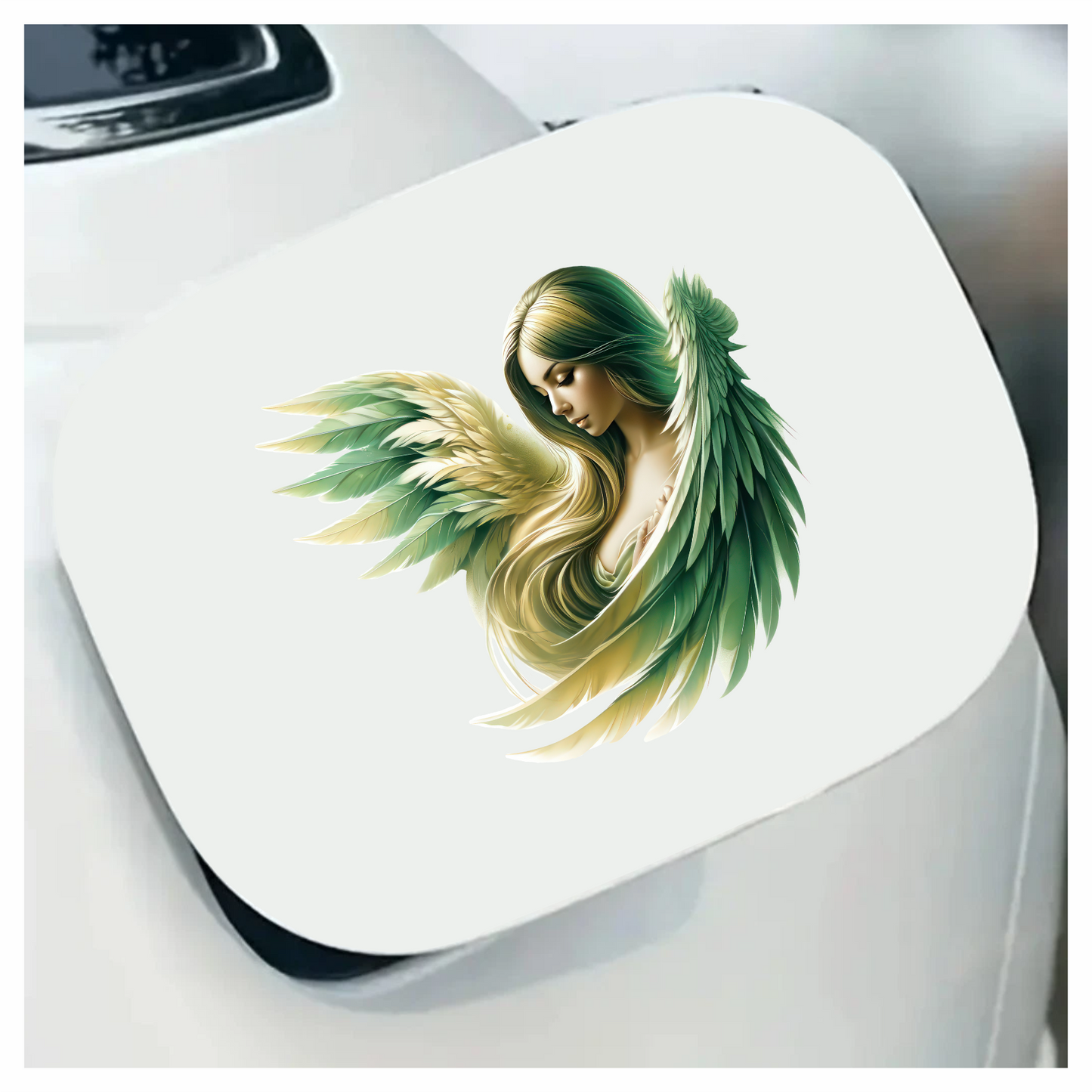 Green Winged Angelic Woman Artwork Vinyl Sticker Decal