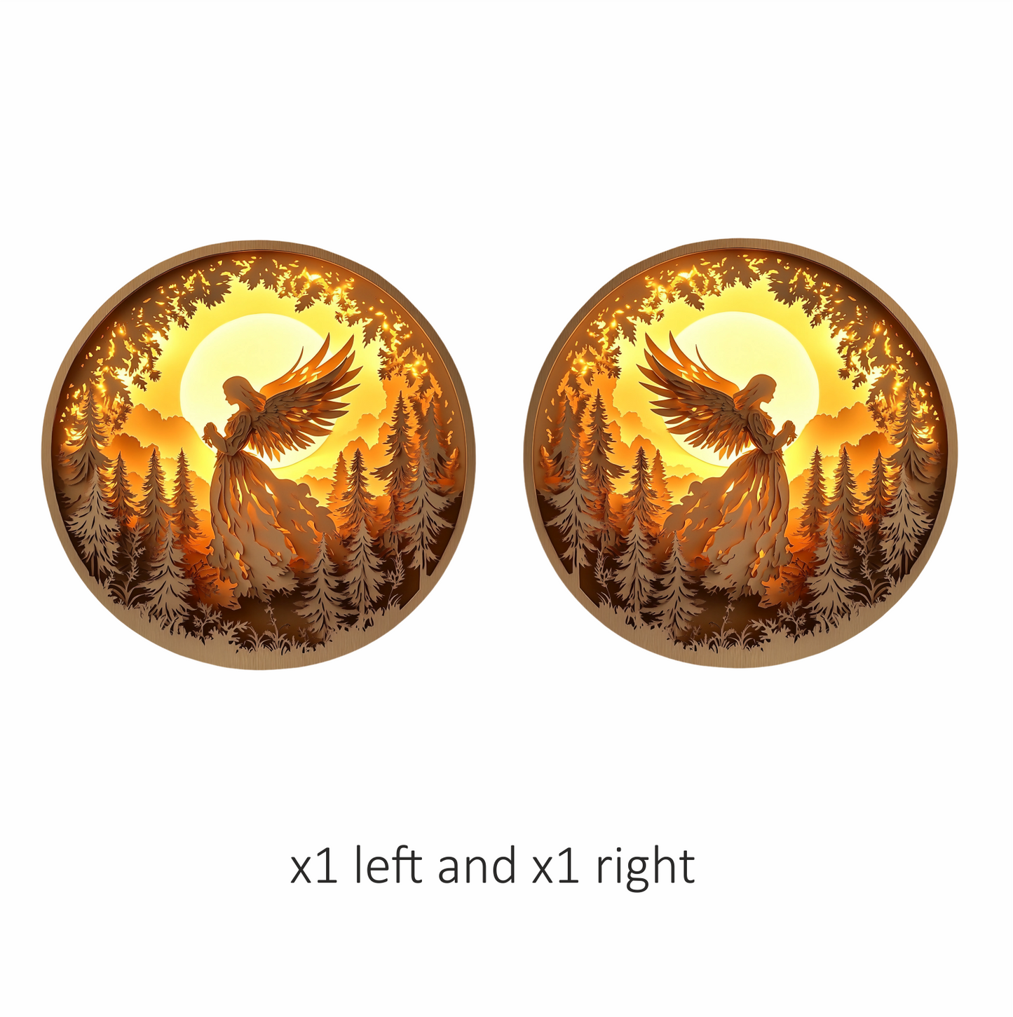 Golden Angel Silhouette Forest Sunset Vinyl Sticker Decal