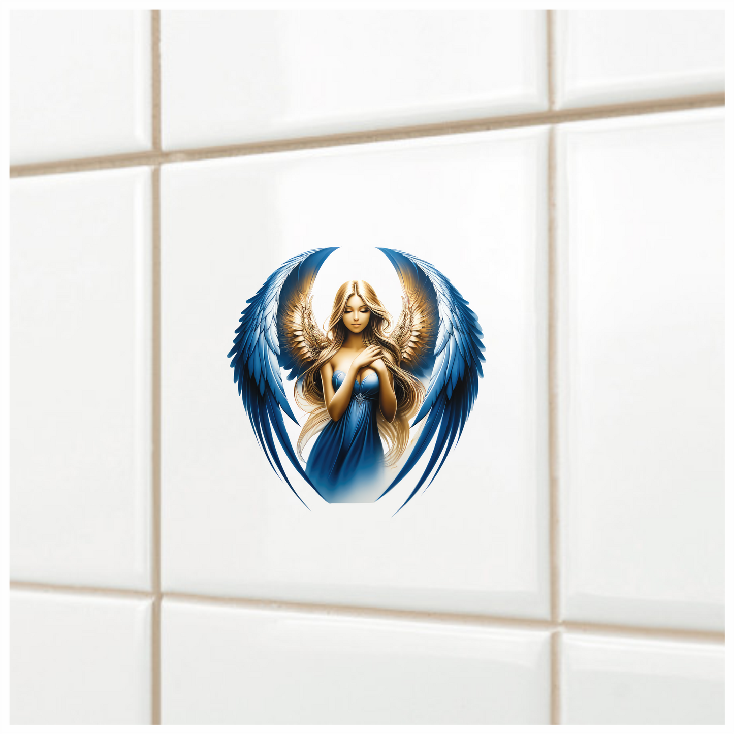 Blue Winged Angelic Woman Artwork Vinyl Sáticker Decal