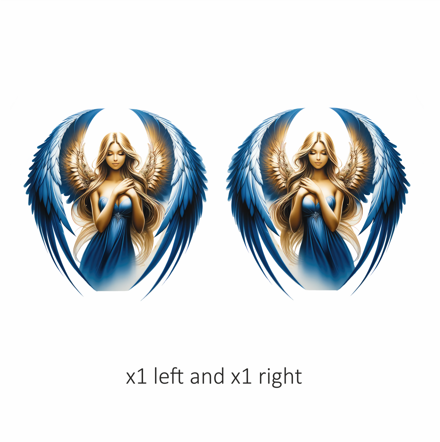 Blue Winged Angelic Woman Artwork Vinyl Sáticker Decal