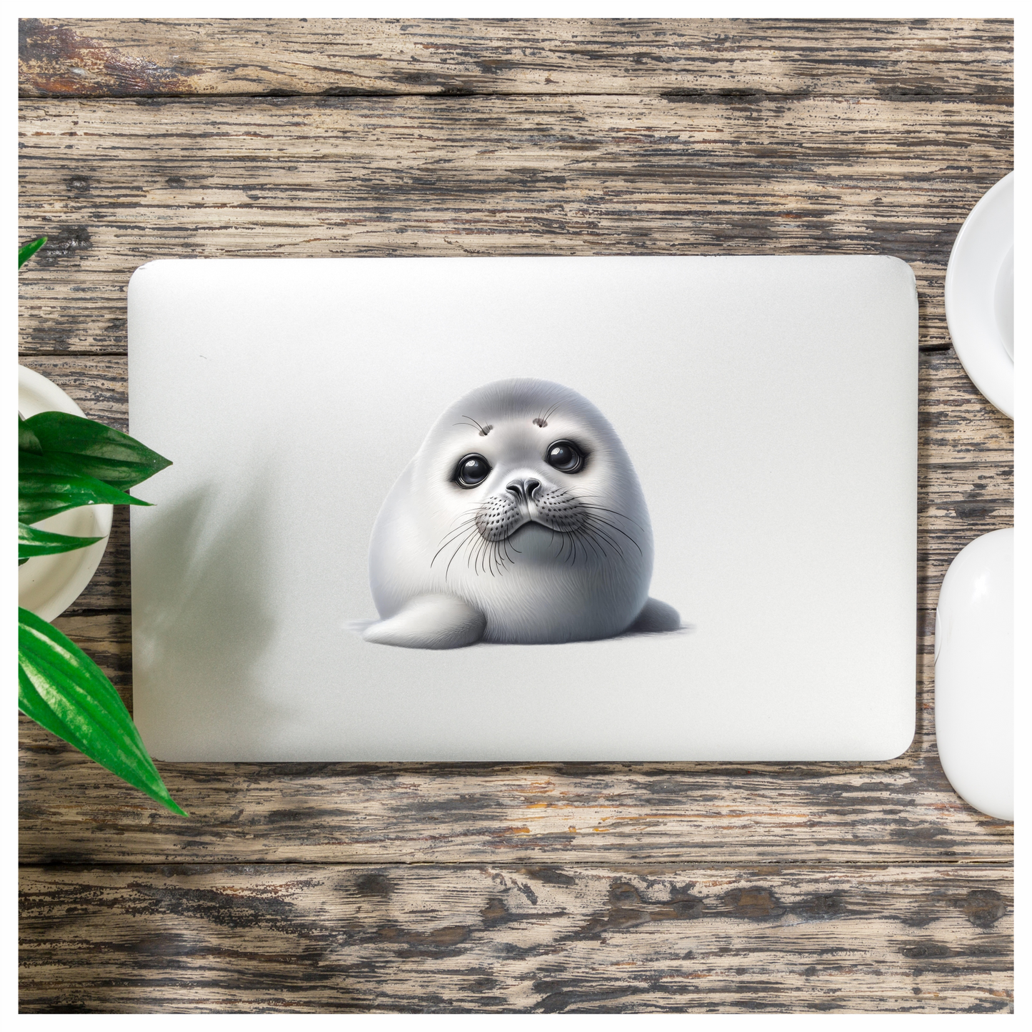White Baby Harp Seal Cute Vinyl Sticker Decal