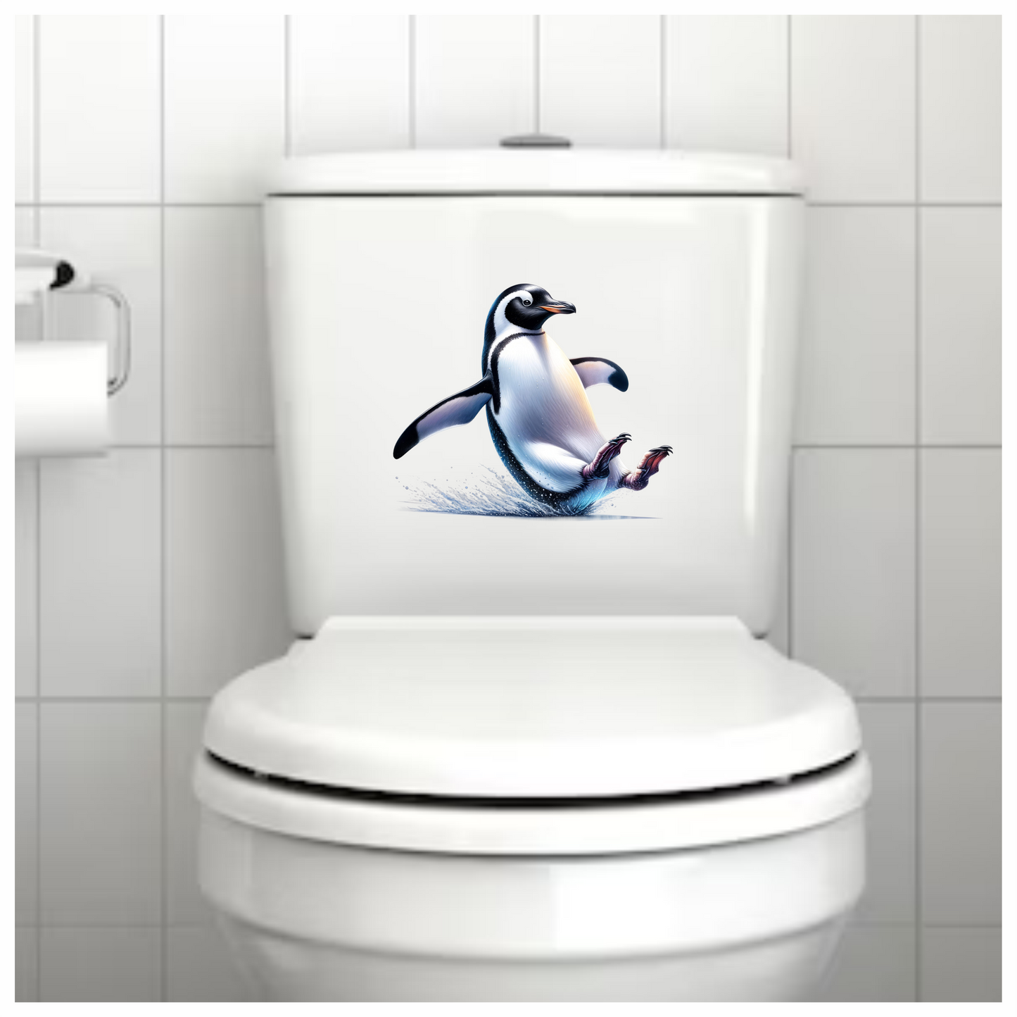 Black Gentoo Penguin Sliding Playful Vinyl Sticker Decal