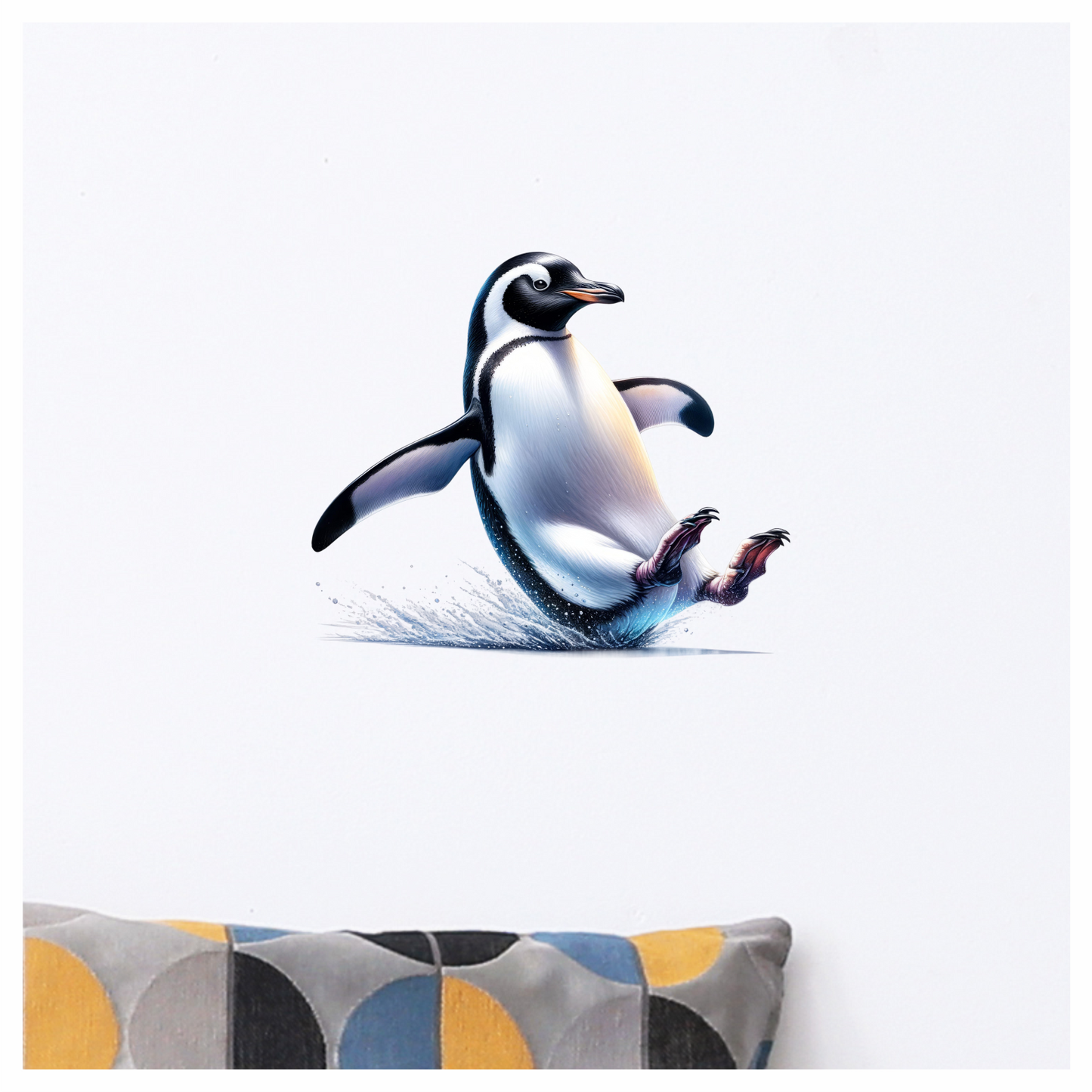 Black Gentoo Penguin Sliding Playful Vinyl Sticker Decal