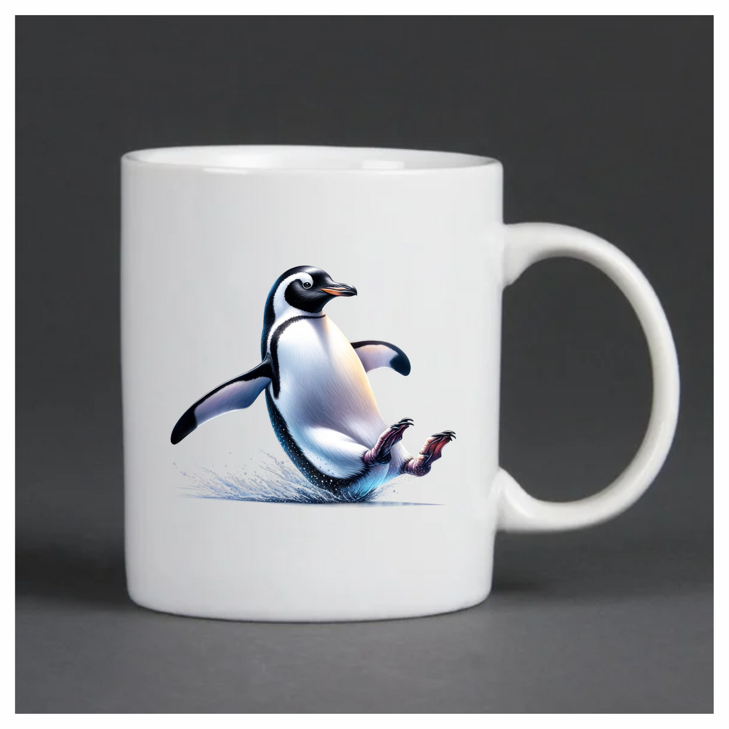 Black Gentoo Penguin Sliding Playful Vinyl Sticker Decal