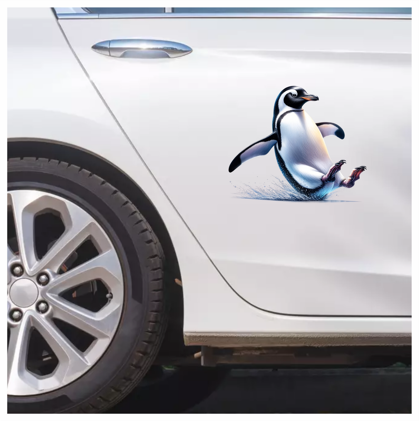 Black Gentoo Penguin Sliding Playful Vinyl Sticker Decal