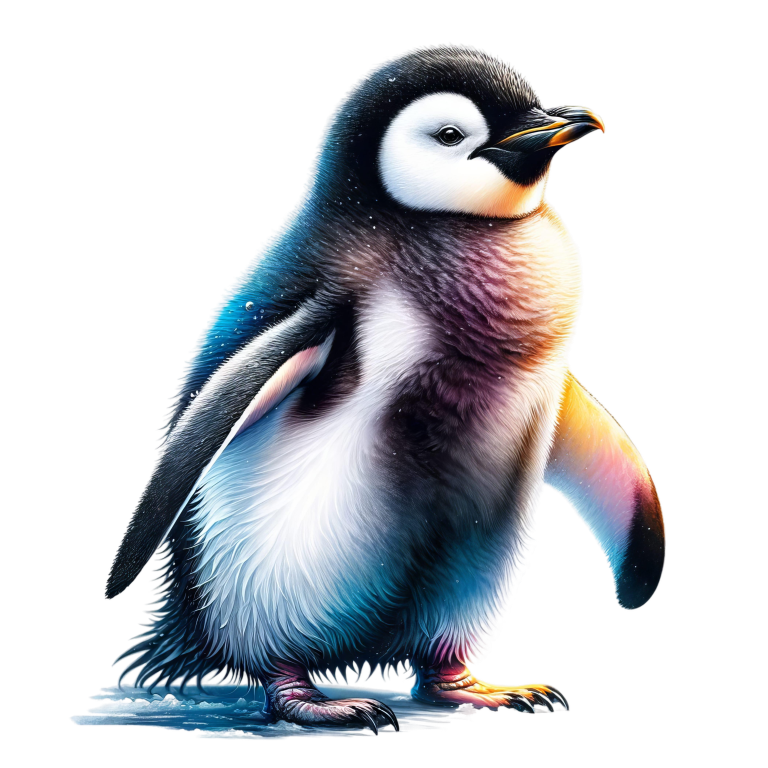 Colorful penguin illustration on a white background vinyl sticker.