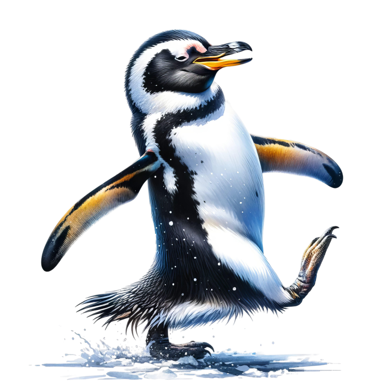 Penguin illustration on a white background vinyl sticker.