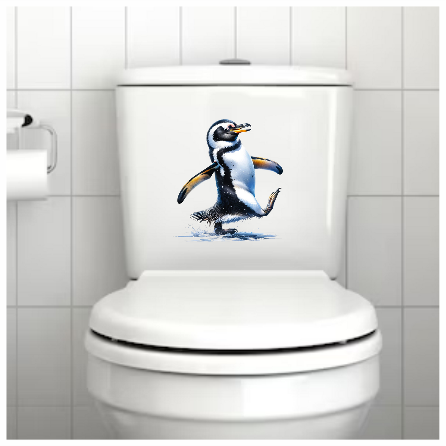 Black Gentoo Penguin Walking Happy Vinyl Sticker Decal