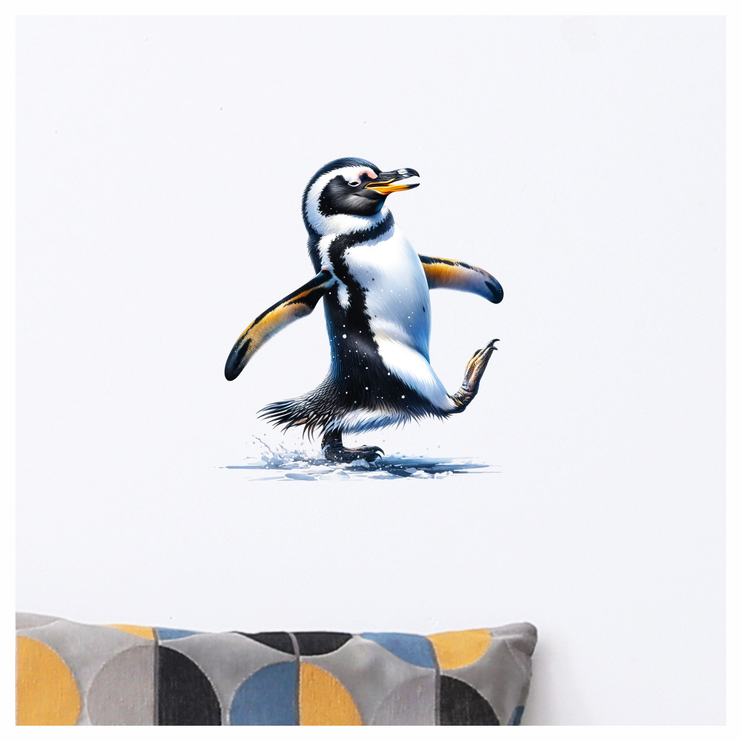 Black Gentoo Penguin Walking Happy Vinyl Sticker Decal