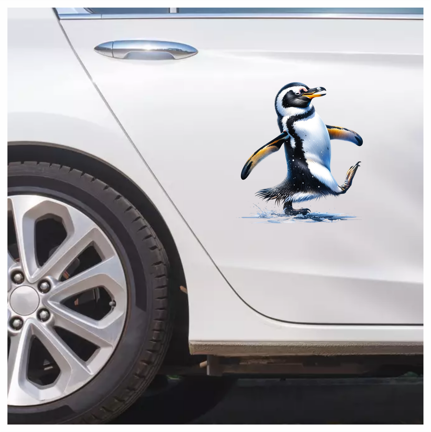 Black Gentoo Penguin Walking Happy Vinyl Sticker Decal