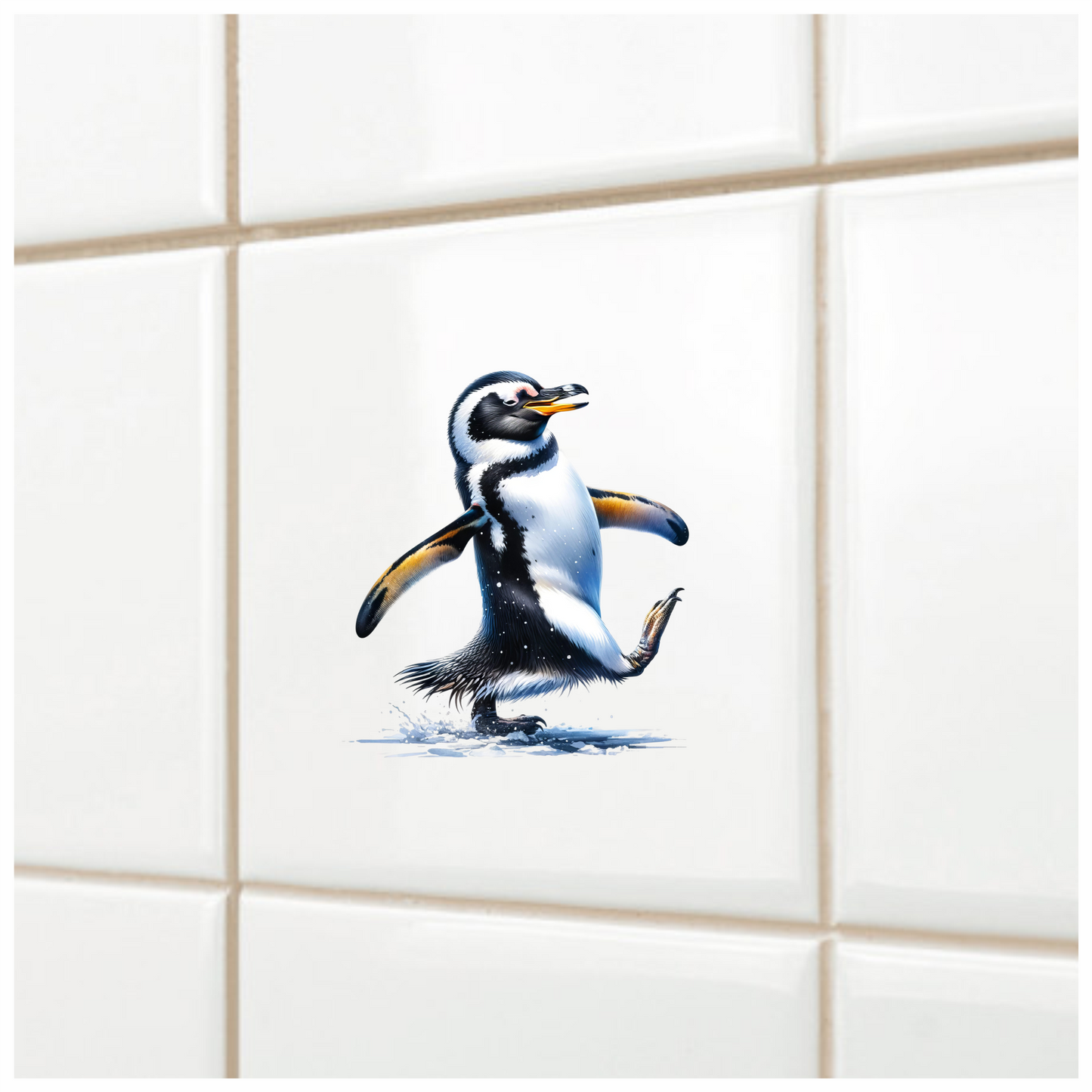 Black Gentoo Penguin Walking Happy Vinyl Sticker Decal