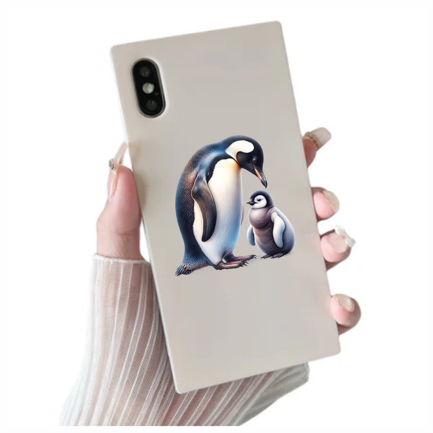 Black Emperor Penguin With Chick Vinyl Sticker Decal