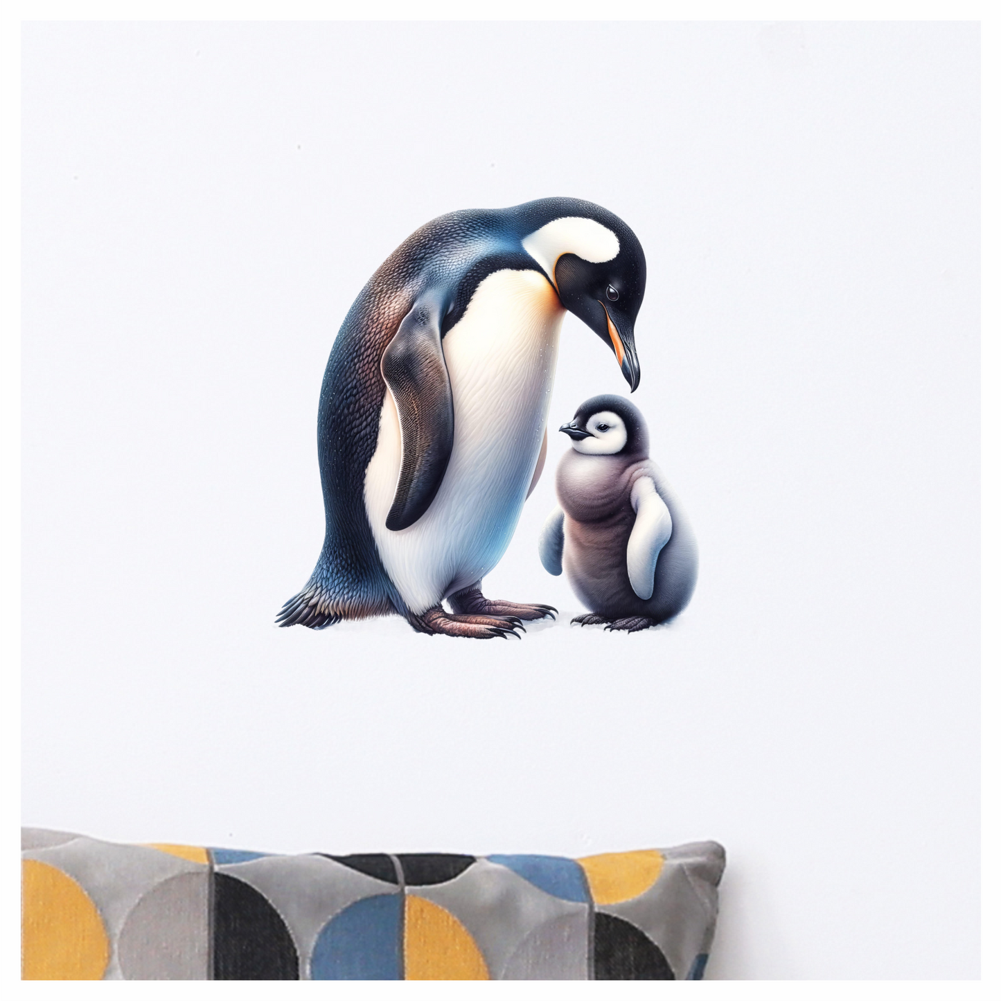 Black Emperor Penguin With Chick Vinyl Sticker Decal