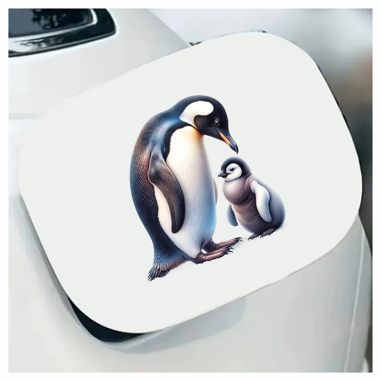 Black Emperor Penguin With Chick Vinyl Sticker Decal