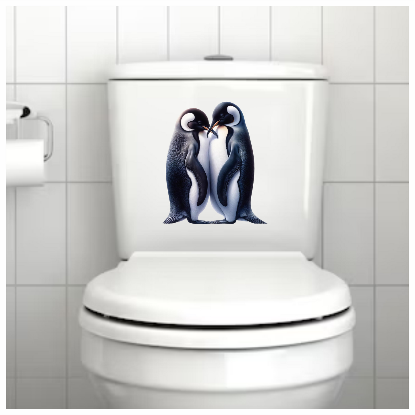 Black Emperor Penguin Pair Loving Vinyl Sticker Decal