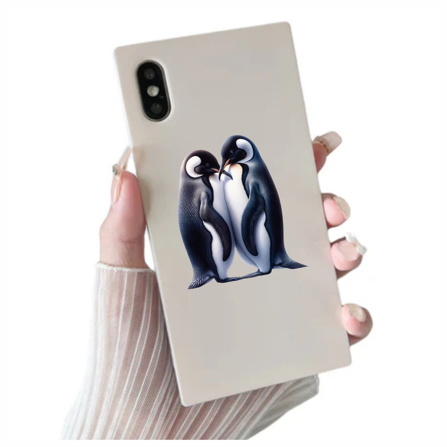 Black Emperor Penguin Pair Loving Vinyl Sticker Decal