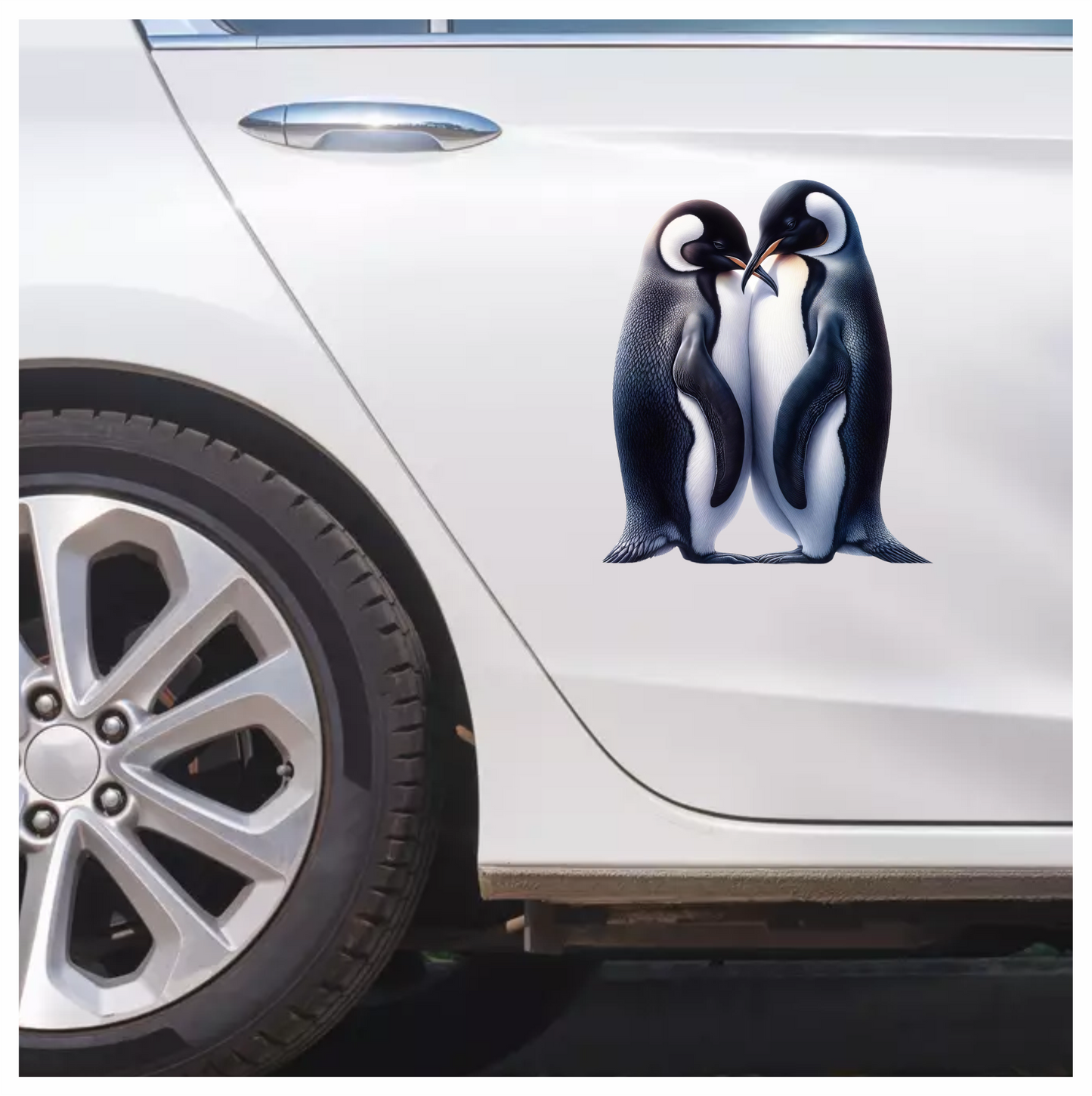Black Emperor Penguin Pair Loving Vinyl Sticker Decal