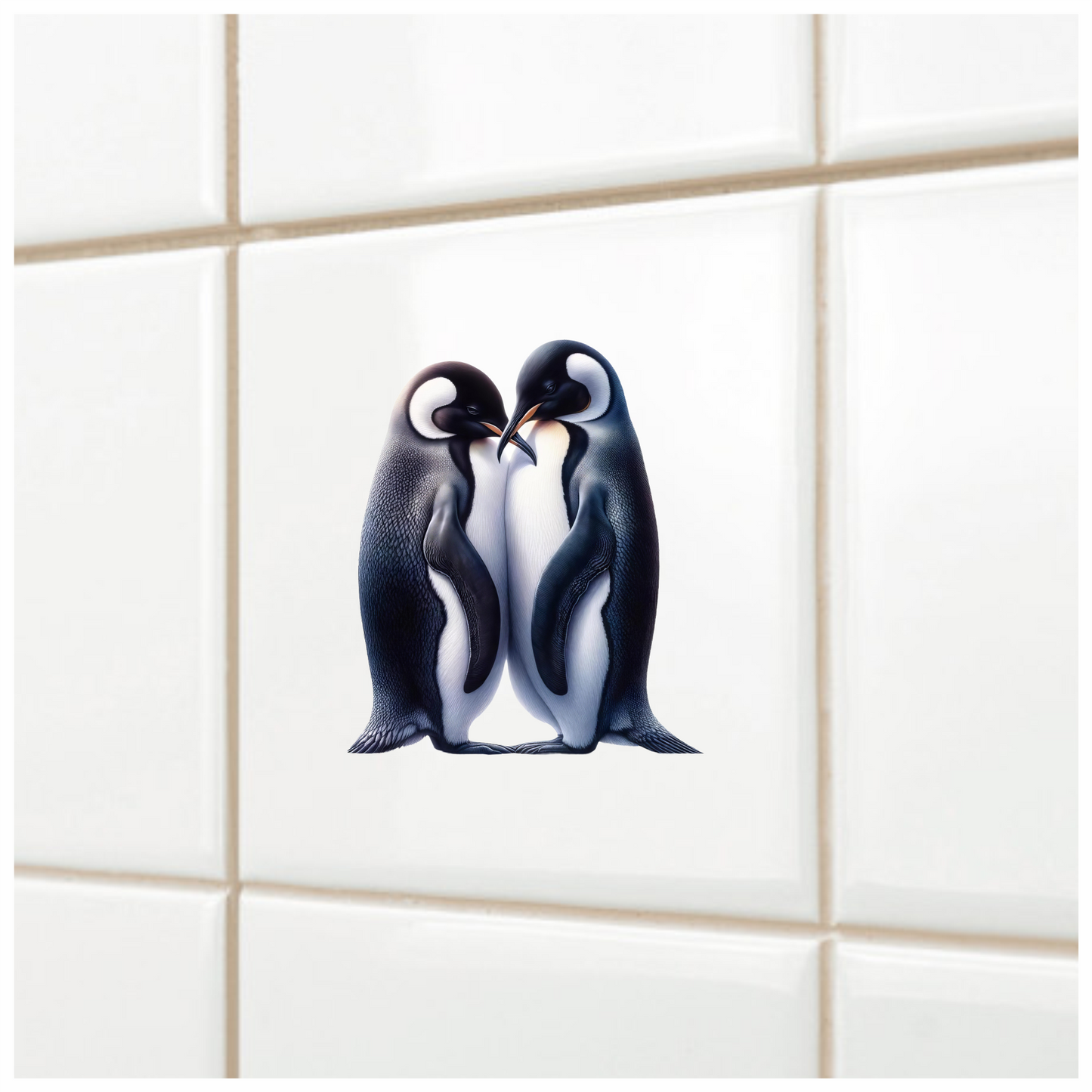 Black Emperor Penguin Pair Loving Vinyl Sticker Decal