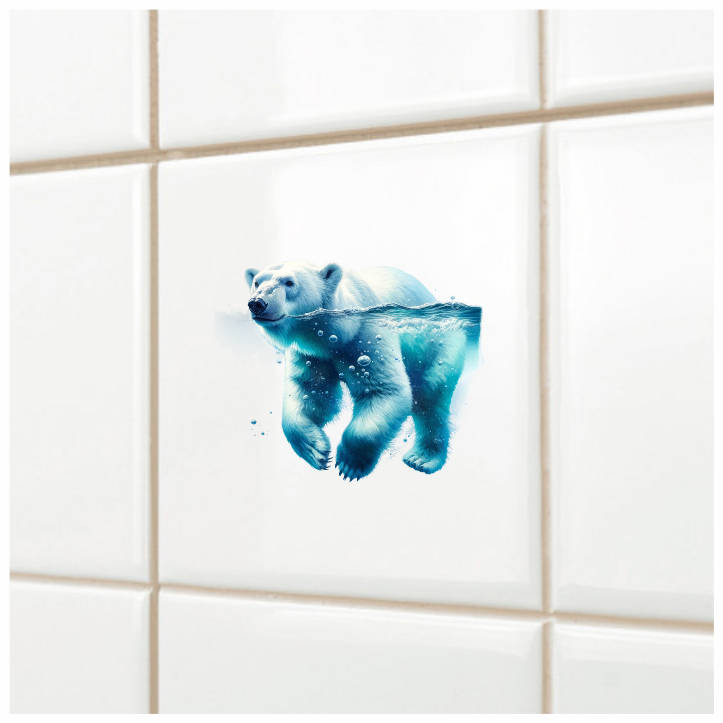 White Polar Bear Swimming Underwater Vinyl Sticker Decal