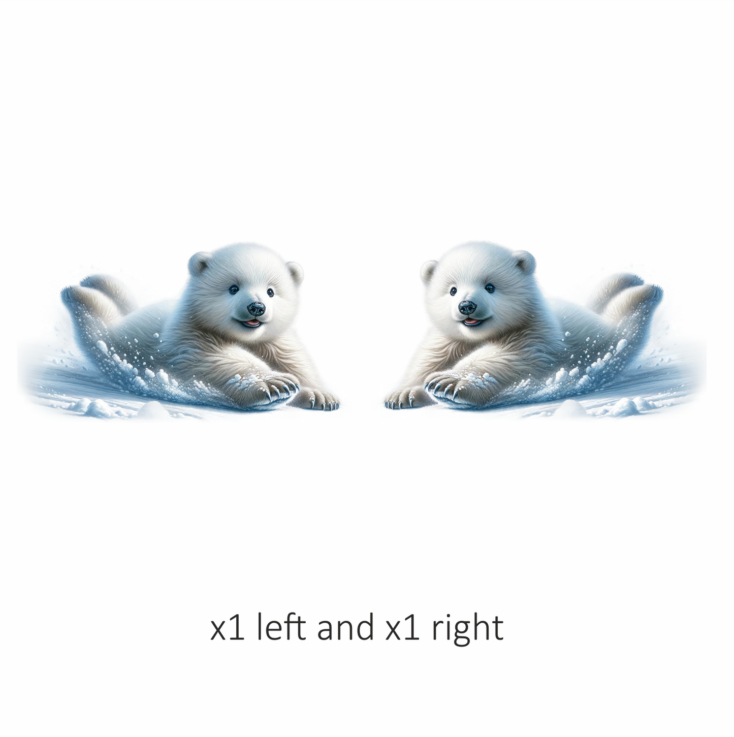 White Polar Bear Cub Sliding Snow Vinyl Sticker Decal