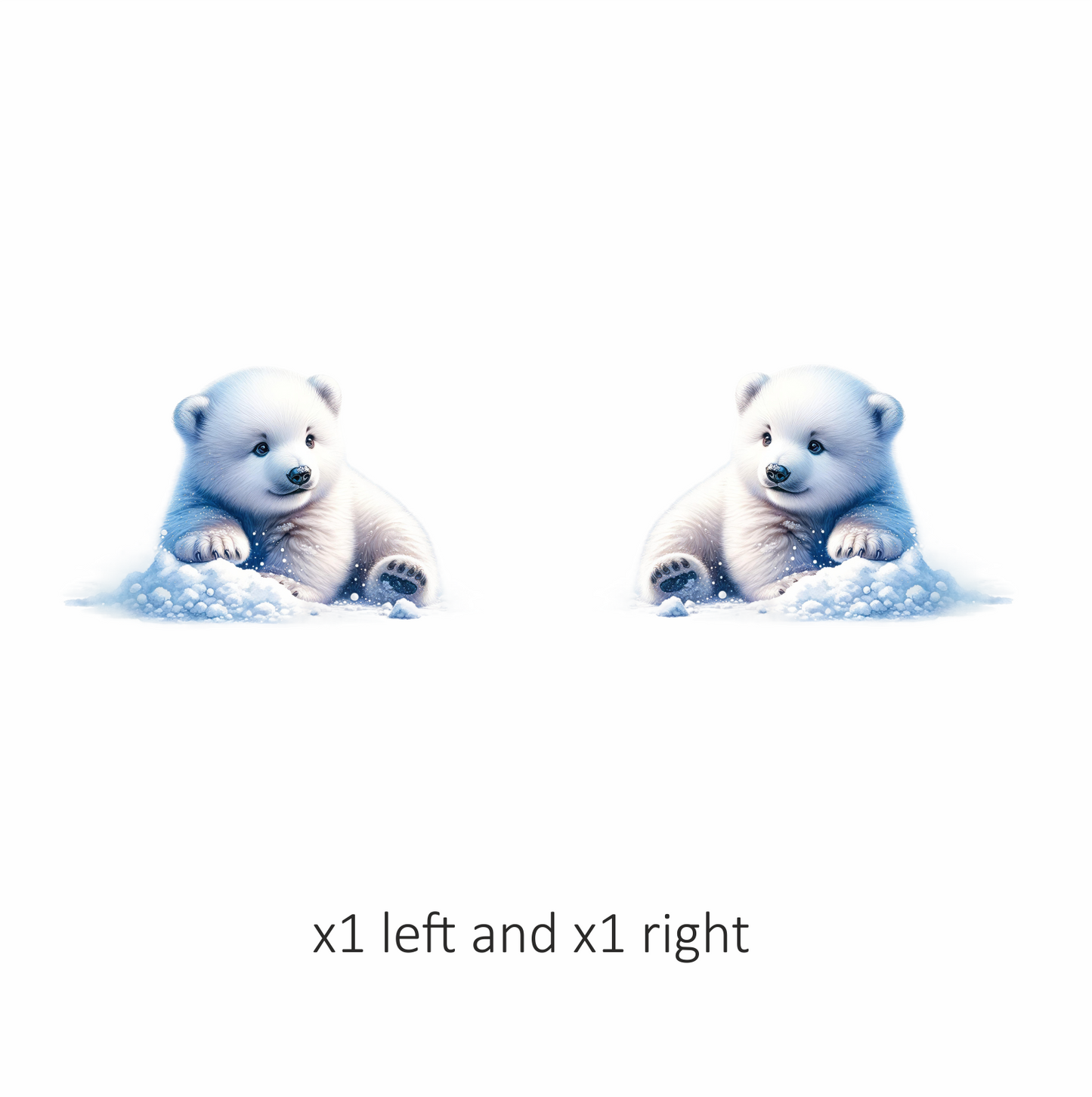 White Polar Bear Cub Sitting Snow Vinyl Sticker Decal