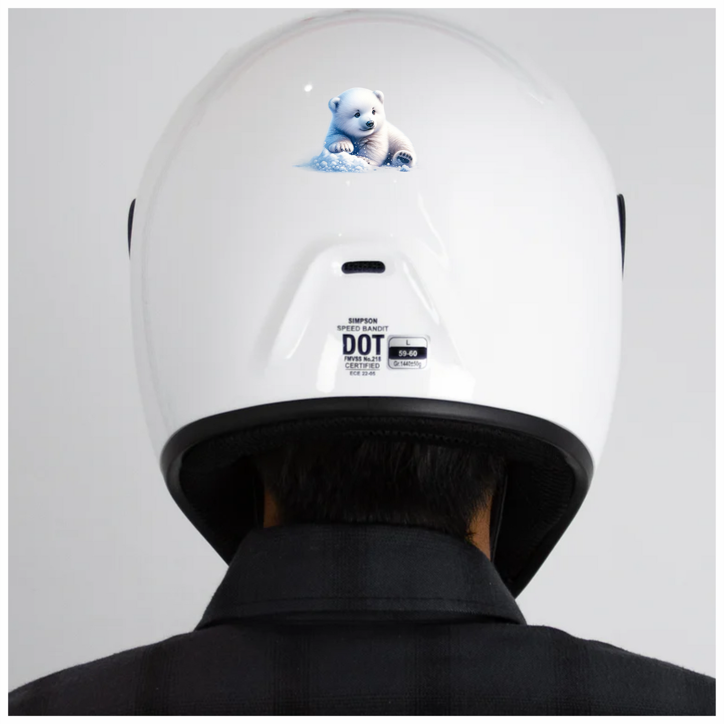 White Polar Bear Cub Sitting Snow Vinyl Sticker Decal