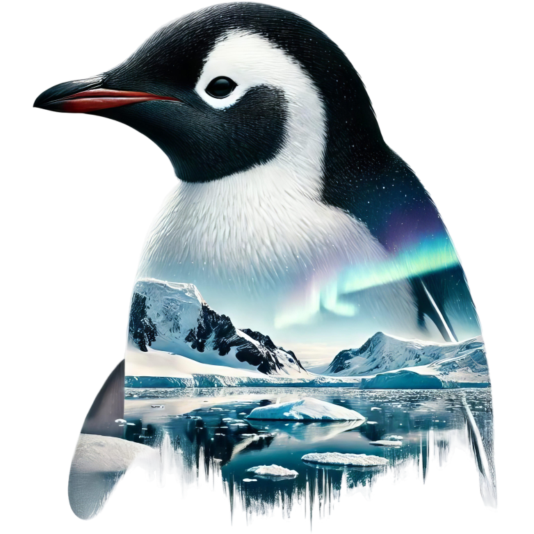 Black White Penguin Arctic Landscape Aurora Vinyl Sticker Decal