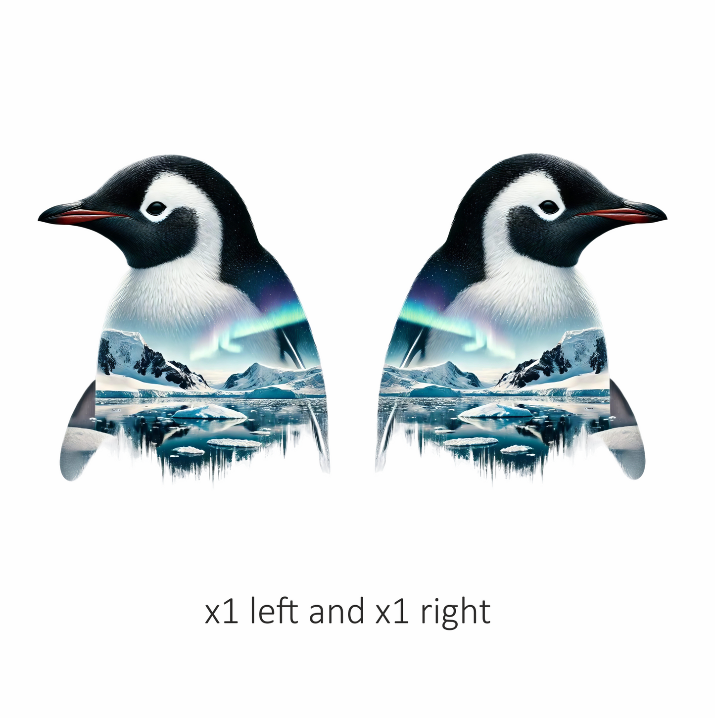 Black White Penguin Arctic Landscape Aurora Vinyl Sticker Decal