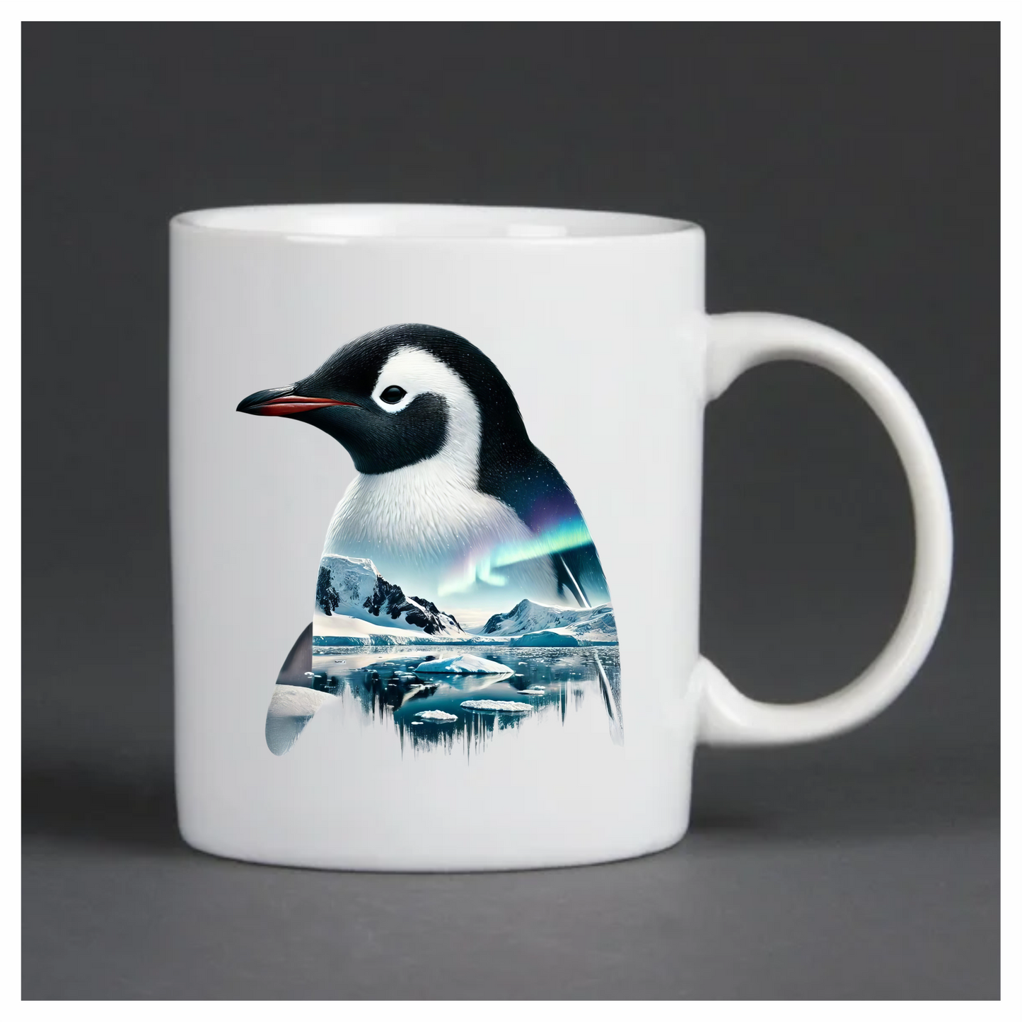 Black White Penguin Arctic Landscape Aurora Vinyl Sticker Decal