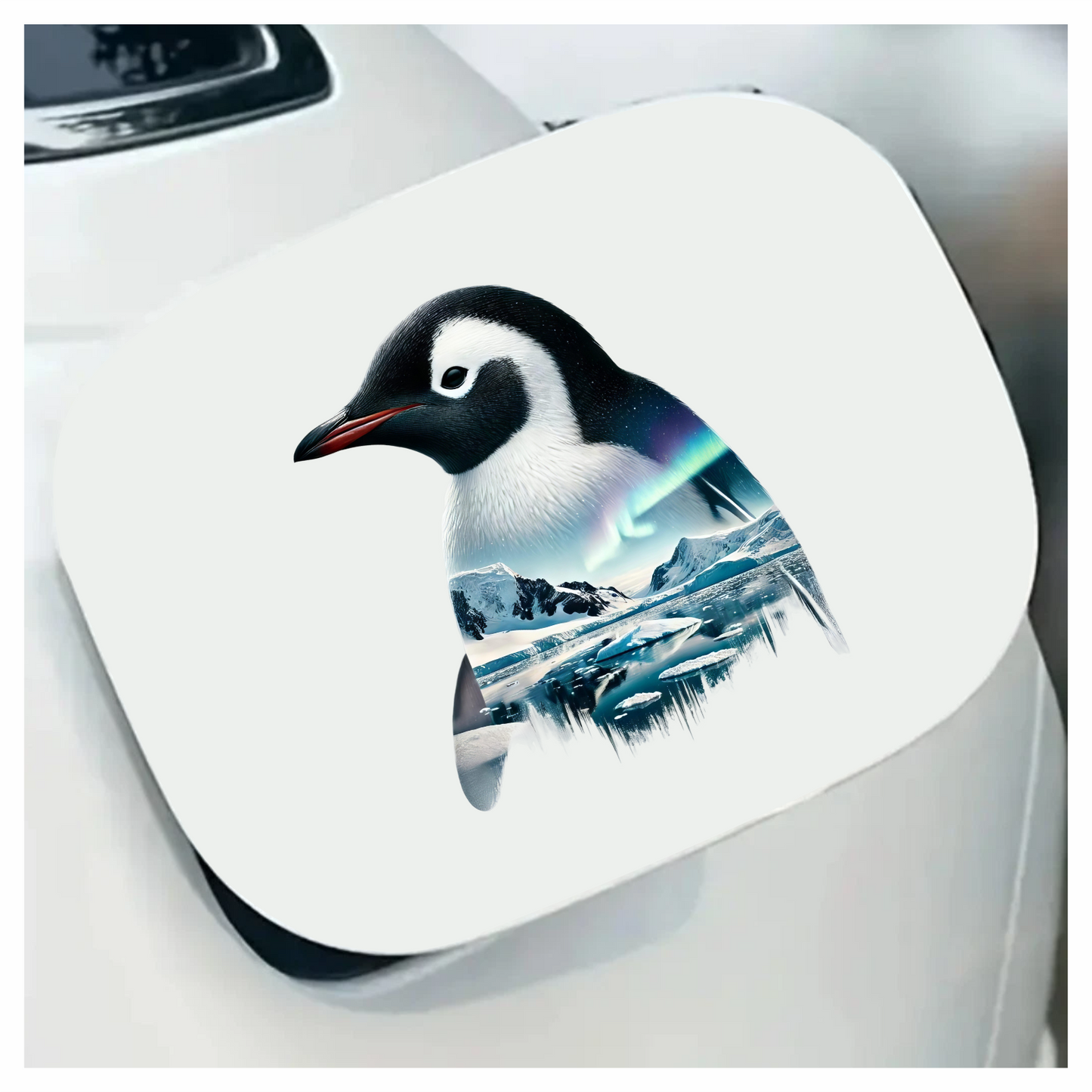 Black White Penguin Arctic Landscape Aurora Vinyl Sticker Decal