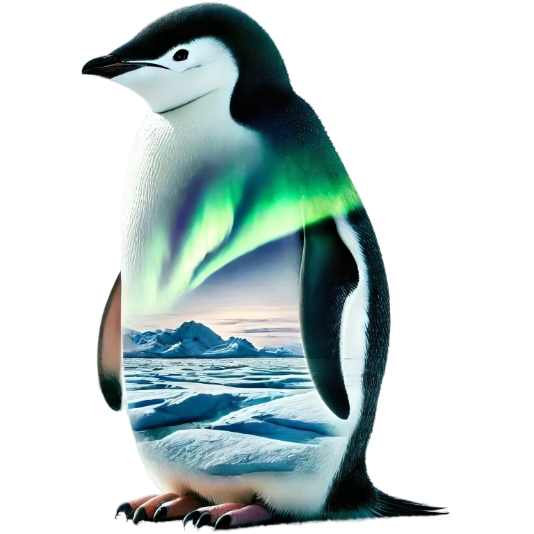 Black White Penguin Standing Arctic Aurora Vinyl Sticker Decal