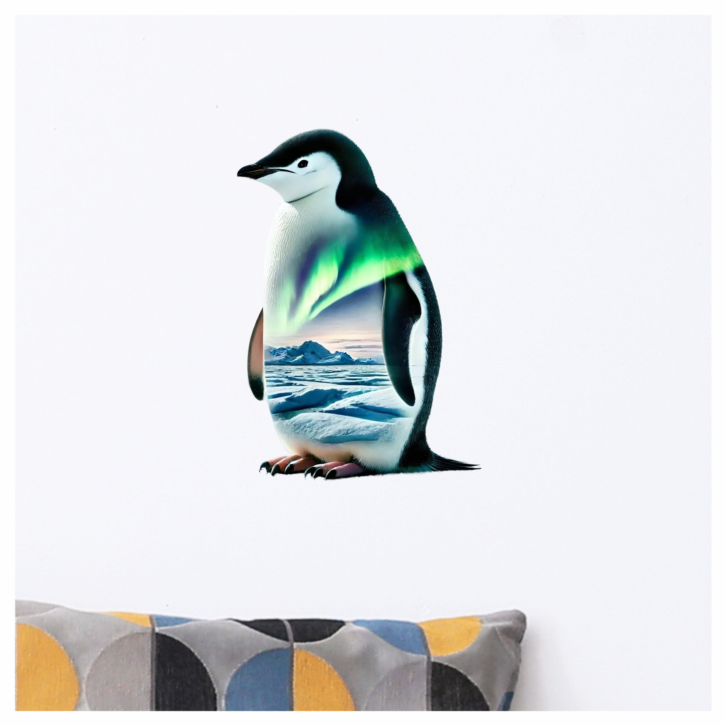 Black White Penguin Standing Arctic Aurora Vinyl Sticker Decal