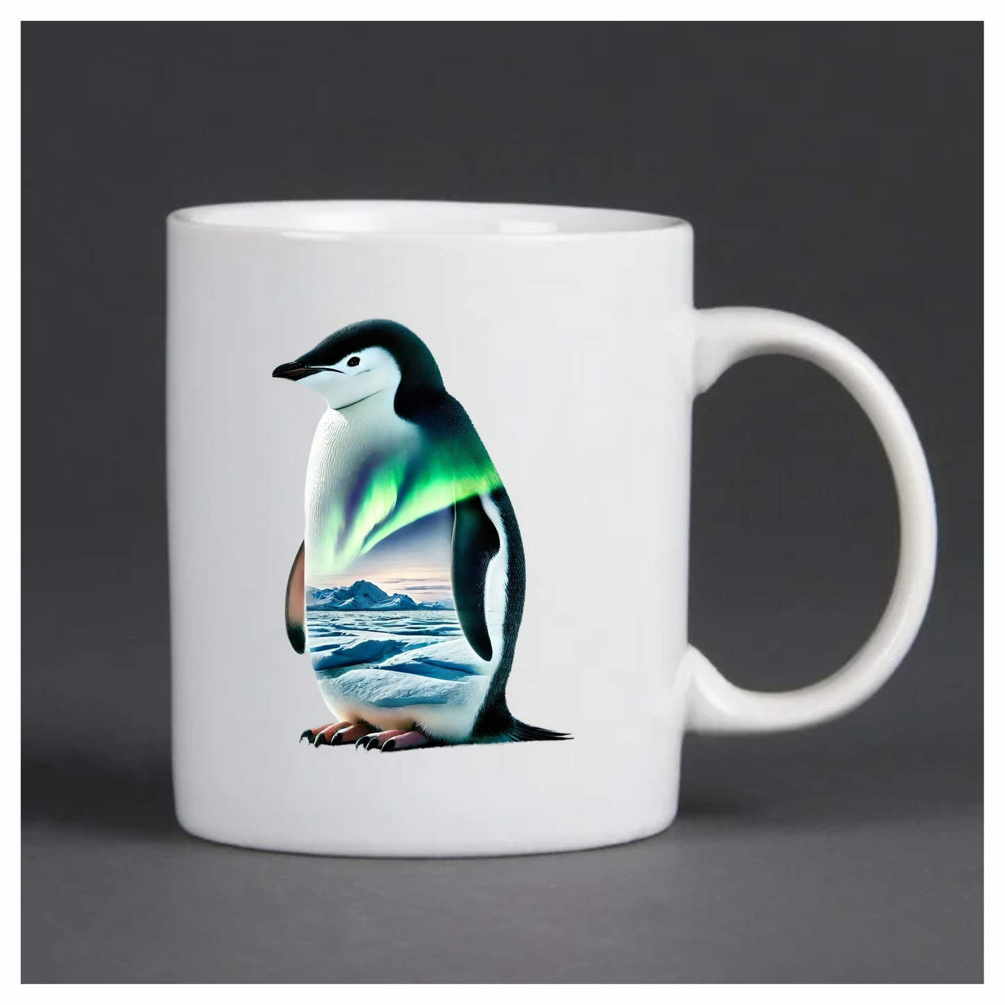 Black White Penguin Standing Arctic Aurora Vinyl Sticker Decal