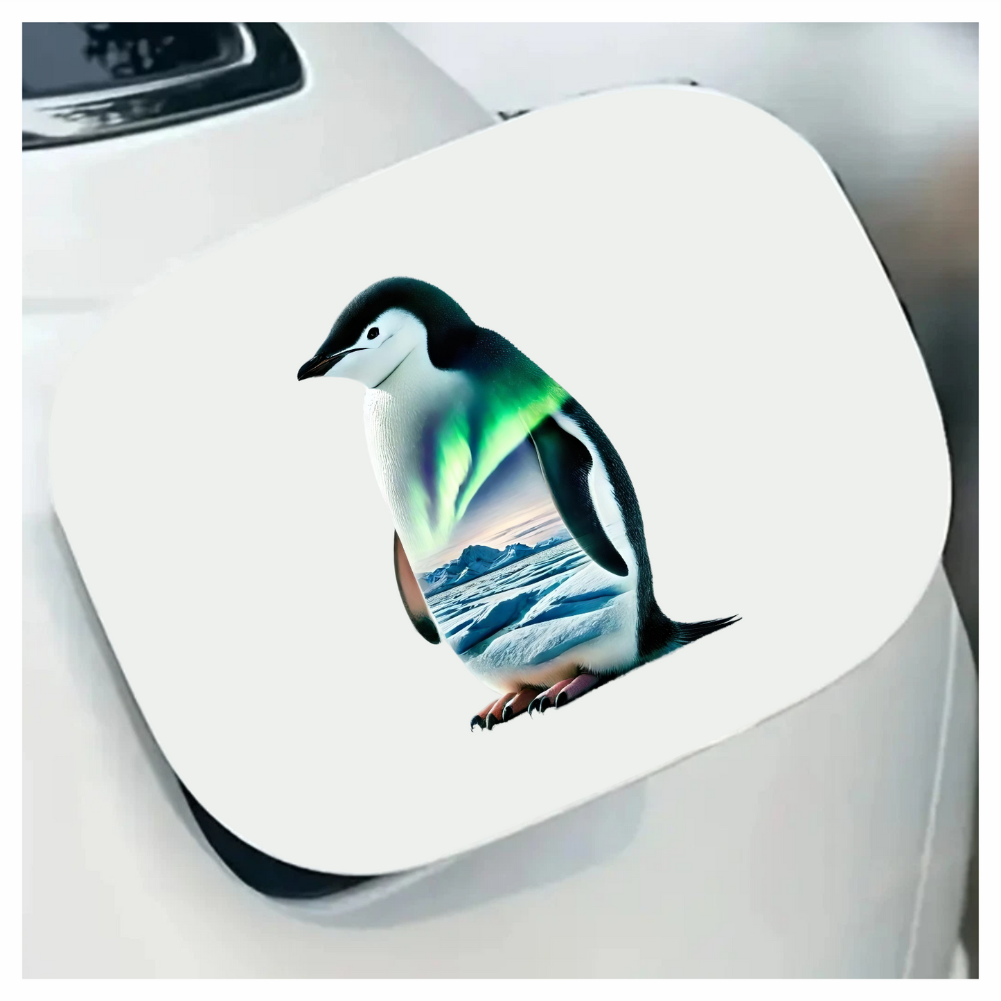 Black White Penguin Standing Arctic Aurora Vinyl Sticker Decal