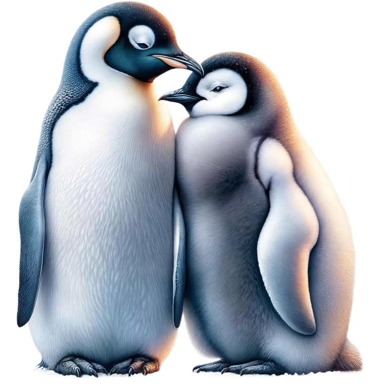 Black White Penguin Pair Standing Close Vinyl Sticker Decal