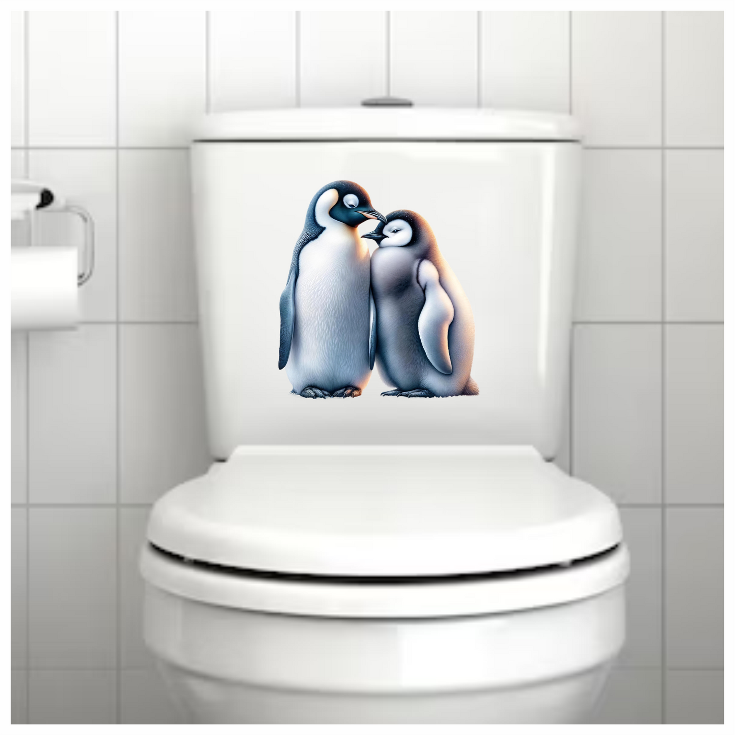 Black White Penguin Pair Standing Close Vinyl Sticker Decal
