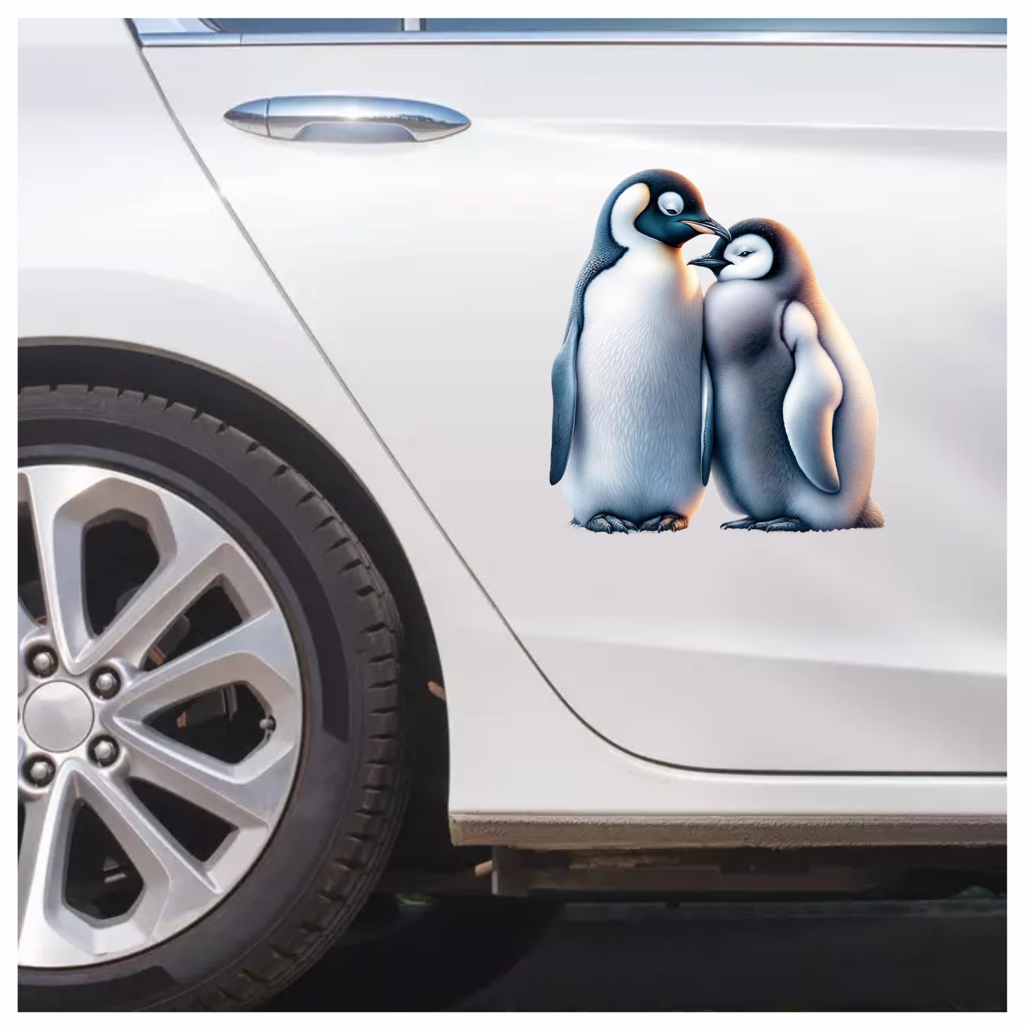 Black White Penguin Pair Standing Close Vinyl Sticker Decal
