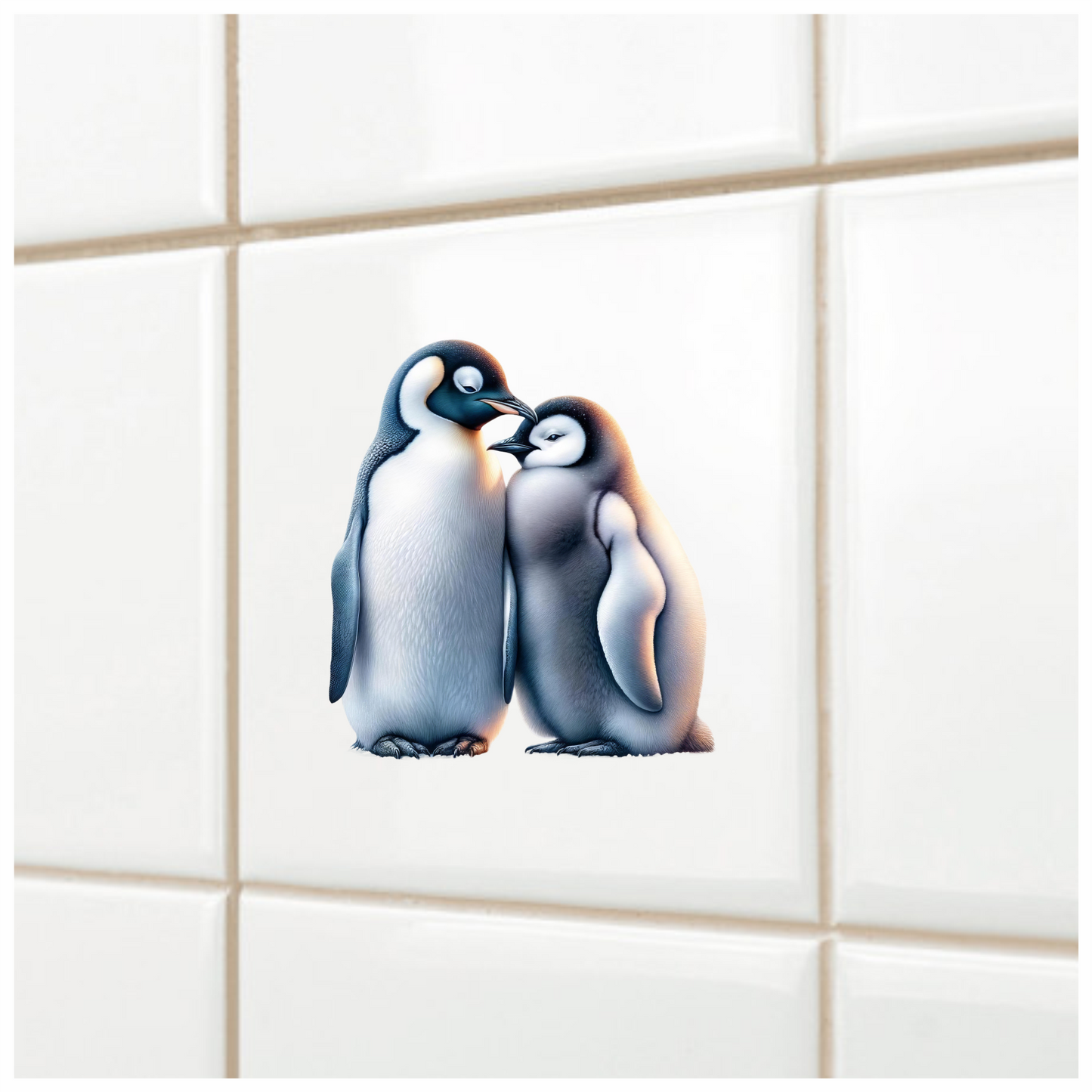 Black White Penguin Pair Standing Close Vinyl Sticker Decal